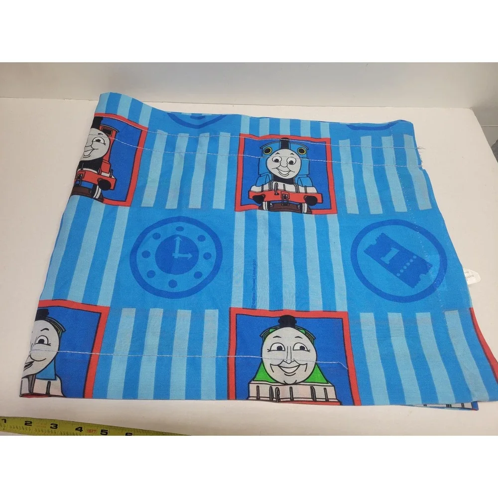 Vtg Thomas & Friends Dan River Window Valance‎ Blue Striped Train 2001 USA 82x17
